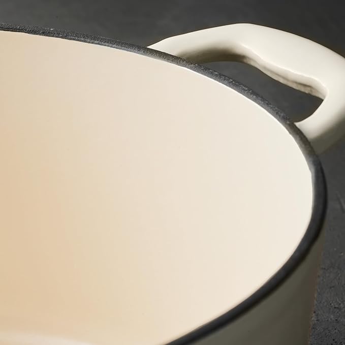 Tramontina Bestow Enameled Cast Iron Sauce Pan with Lid, 2.5-quart, Latte with Gold Knob