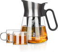 ZENS Design Glass Teapot with Infuser with 2 Cups, 23oz Small Loose Leaf Steeper Pot with Stainless Steel Spout for Hot Tea Diffusers, Oval Handle Clear Tea Infusers Pot for Tea Lovers Gifts