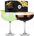 VEMACITY - Elegant Handblown Coupe Cocktail Glasses Set of 2 (10oz) - Crystal Espresso Martini Glasses, Champagne Saucers - Vintage Glassware | Wedding Gift | Ideal for Christmas & New Years