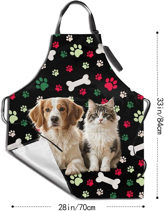 Custom Dog Face Apron for Men Women, Personalized Photo Bib Apron with Pockets, Customized Chef Aprons