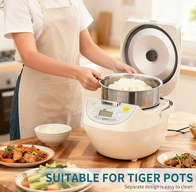Stainless steel inner pot of rice cooker, compatible with Tiger JBV-A10U model, made of 304 stainless steel. No rice cooker included.