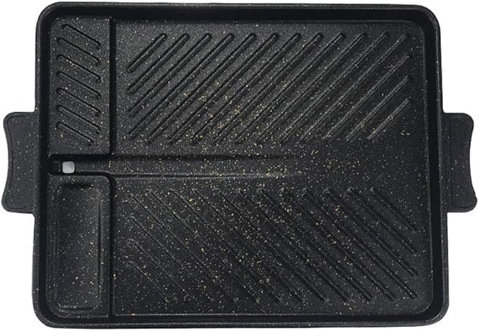 Korean-Style Non-Stick Smokeless Rectangular Grill Pan Baking Tray Barbecue Plate for Indoor Outdoor BBQ