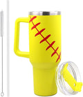 FMYWZS 40 oz Softball Tumbler with Handle, Double Wall Vacuum Insulated Stainless Steel Cup Travel Mug with Lid and Straw, Softball Accessories Stuff Gifts for Mom Men Boys Girls