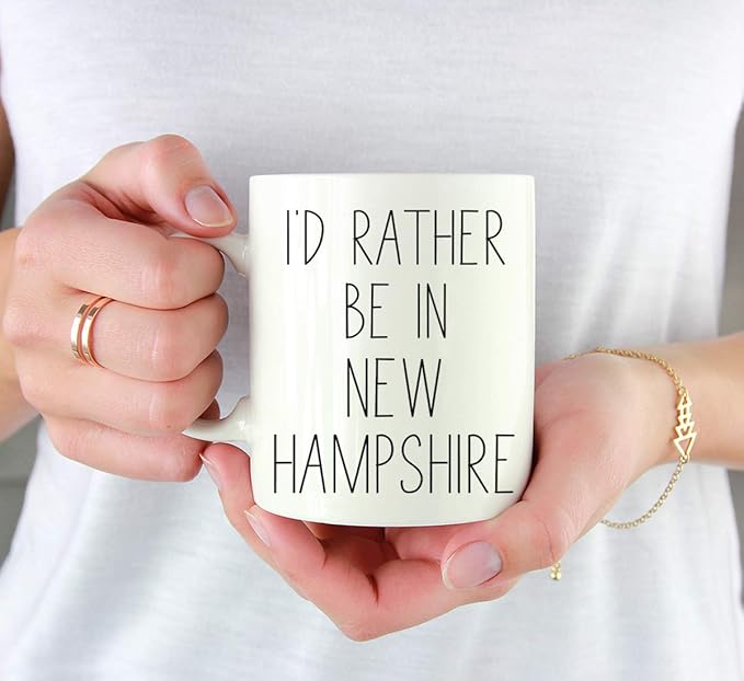 Andaz Press U.S. State 11oz. Coffee Mug Gift, I'd Rather Be in New Hampshire, 1-Pack, Long Distance College Going Away Study Abroad Birthday Christmas Gifts