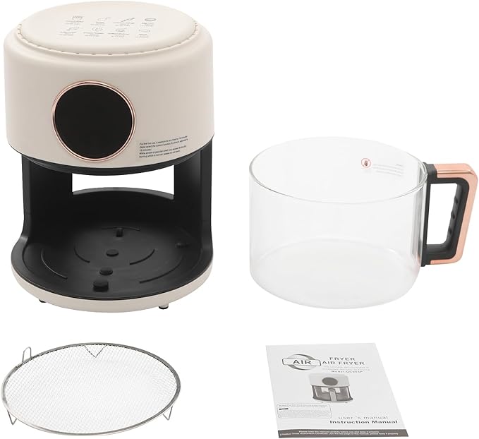 Air Fryer 1200W with Glass Window, 3.8Qt Large Capacity, 8 Presets, Digital Touchscreen, Non-Stick & Dishwasher Safe Basket US 110V (White)