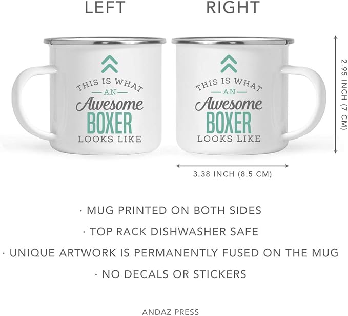 Andaz Press 11oz. Stainless Steel Campfire Coffee Mug Gift, This is What an Awesome Boxer Looks Like, 1-Pack, Birthday Gift Ideas Coworker Him Her, Includes Gift Box