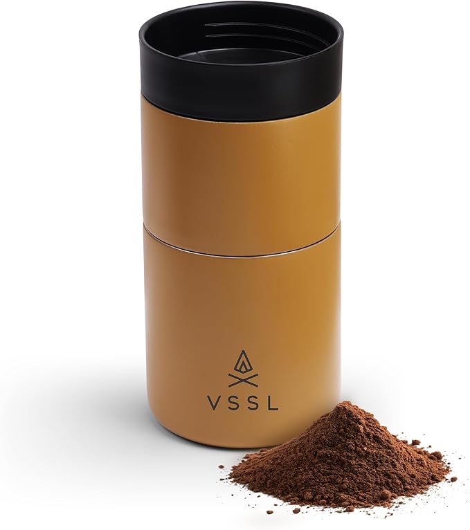 VSSL - Nest Pour Over Coffee Set | Coffee Maker for Camping | All-In-One Travel Pour Over | Transportable Dripper, 10oz Stainless Steel Travel Mug | Compact Storage & Adventure Ready | Sahara