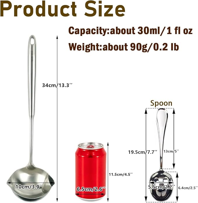 Small Deep Serving spoons -18/10 Stainless Steel scoop spoons perfect for gravies and sauces,Dishwasher Safe 7.7 inch,(2Pack)