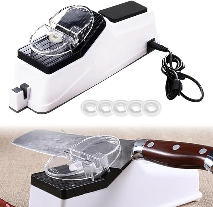 Electric Knife Sharpener, Knife Sharpening Tool with Replacement Grinding Wheel, USB Rechargeable MultiFunctional Sharpener for Kitchen Knives and Scissors,Home Restaurant Use (USB Sharpening Edition)