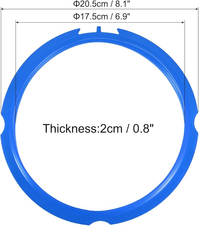 uxcell 2 Pcs Silicone Sealing Ring for Pressure Pot 3QT, Pressure Pot Inner Gasket Seal Rings Pressure Cooker Replacement Parts, Dark Blue