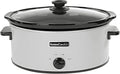 HOMECOOKIN 6 Quart Slow Cooker Oval Manual Pot Food Warmer with 3 Cooking Settings, White Stainless Steel