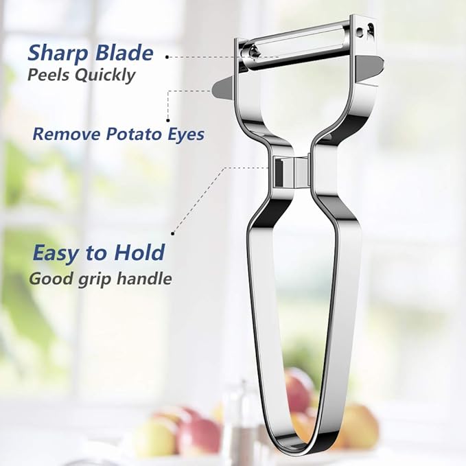 2 Pack Vegetable Peeler Stainless Steel for Kitchen - Y Peeler Safe to Use, Veggie Potato Fruit Carrot Cucumber Peeler, Easy to Peel & Clean