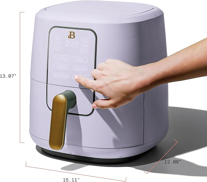 Beautiful 6 Qt Air Fryer by Drew Barrymore - Non Toxic Kitchen Appliance with TurboCrisp Technology, Multi-Functionality for Air Frying, Roasting, Dehydrator & Touch-Activated Display (Lavander)
