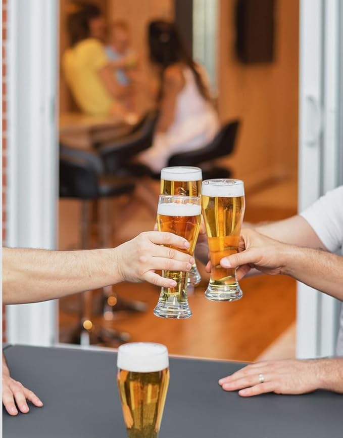 Premium 24oz Pilsner Beer Glasses Set of 2 – Heavy Base Tall Bar Glasses Crystal Clear & Durable Design, Lager Pilsner Glass for Home Bar, Restaurants, Party Use