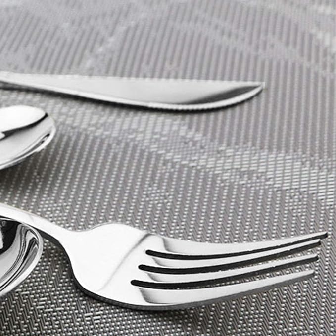 JASHII 20-Piece Stainless Steel Satin Finish Flatware Set, Shiny Silver Silverware Set, Kitchen Utensil Set, Mirror Polished Tableware Cutlery Set for Home and Restaurant - Silver