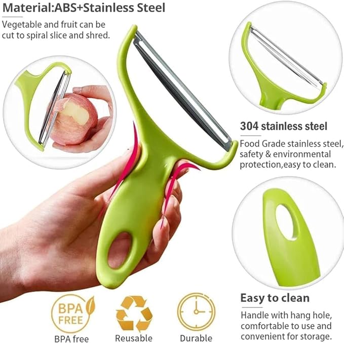 2PC Green Cabbage Shredder,Vegetable Cutter Cabbage Slicer,Stainless Steel Fruit Vegetable Potato Peeler Cabbage Graters Kitchen Must Have for Home Restaurants 18 * 12cm