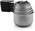 Magnetic Measuring Cups Set, 7 Pieces 18/8 Stainless Steel Stackable Nesting Heavy Duty Metal Measure Cups, Silicone Handle kitchen Tools for Dry and Liquid Ingredients, Dishwasher Safe (Black）