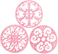 Silicone Trivet Mat - Non-Slip & Heat Resistant Kitchen Pads for Countertops & Table - Trivets for Hot Dishes & Cookware - Pot Holder for Pots & Pans - Pink, Set of 3