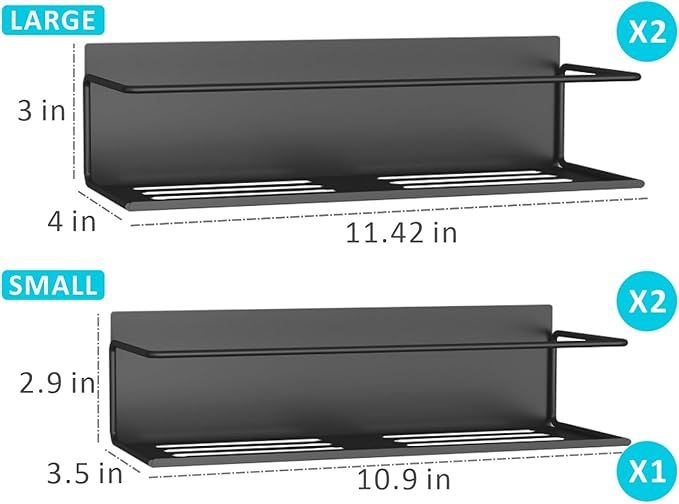 Magnetic Spice Rack For Refrigerator Magnetic Fridge Shelf For Kitchen Spice Organizer Magnetic Shelf For Fridge Space Saving Black 4 Pack