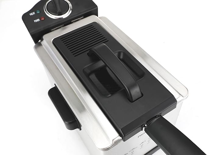 2 L / 2.1 Qt Stainless Steel Immersion Electric Deep Fryer 1400 W - Drip-Hook Basket - Precise Temperature Control - Lid w. Viewing Window - Odor Filter by TheDisplayGuys