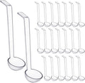 20 Pcs 1 oz Plastic Small Ladles with 7 Inches Long Handle, Mini Ladle for Serving Salsa Sauce Dressing Punch Bowl Sauces and Toppings (Clear)