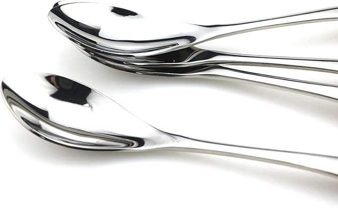 JASHII 18/10 Stainless Steel 4 Piece Mirror Polished Silver Dessert Spoon Salad Spoon Silverware Server Utensil Set 19CM