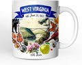 OrnamentallyYou State Travel Landmark Mugs – 12 oz Ceramic Coffee Cups, U.S. Souvenir Gift for Tourists (Artistic West Virginia State Themes and Landmarks Mug)