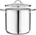 Stainless Steel Stockpot with Tempered Glass Lid 20 Quart, Durable 18/0 Stainless Steel, Impact-Bonded Base for Even Heating, Riveted Handles, Oven & All Stove Compatible, Safe Up To 500°F (260°C)