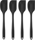 Shappy 4 Pieces Silicone Cooking Spoons 10.6 Inch Heat Resistant Kitchen Spoons for Mixing, Serving and Stirring Upgrade Large Non Stick Basting Utensils, Dishwasher Safe(Scrapers,Black)