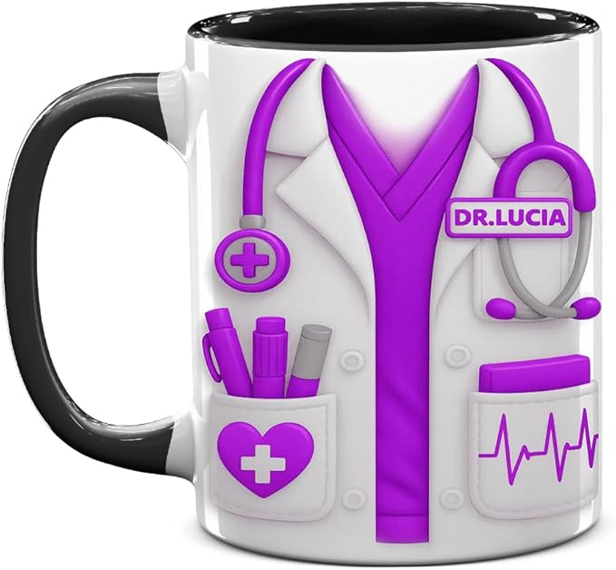 Personalized Doctor Mug, Medical Appreciation Design With Stethoscope 3D Effect Coffee Cup, Gift For Doctors And Medical Students, MD Graduation Or Doctor’s Day Gift For Men