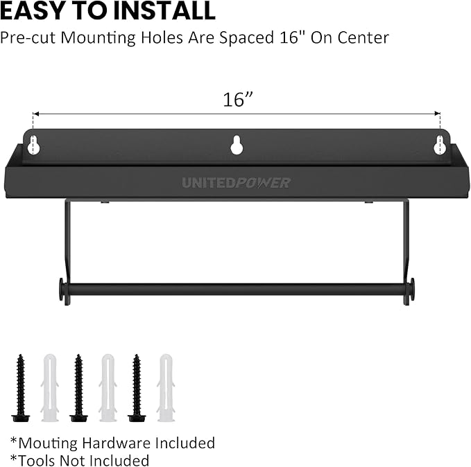 UNITEDPOWER Hand Tool Tray with Paper Holder, 2-in-1 Wall Mount Hardware Small Tools Rack, Storage Organizer for Workshop, Shed, Garage, Holds 40 lbs