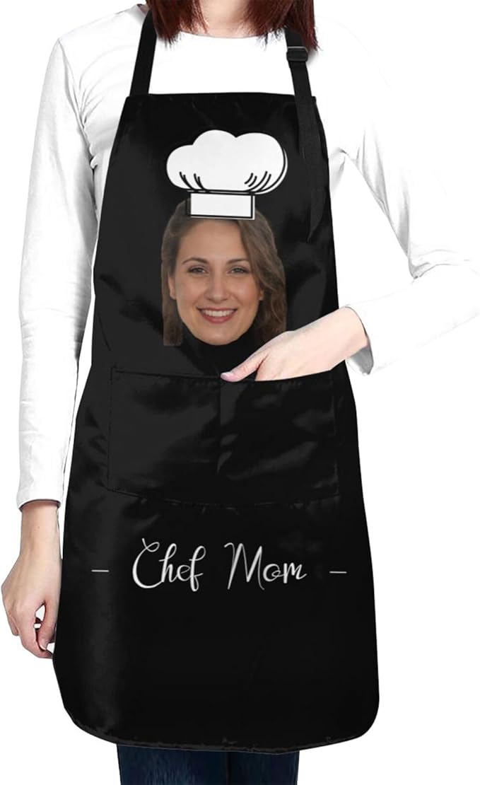 Custom Dog Face Apron for Men Women, Personalized Photo Bib Apron with Pockets, Customized Chef Aprons