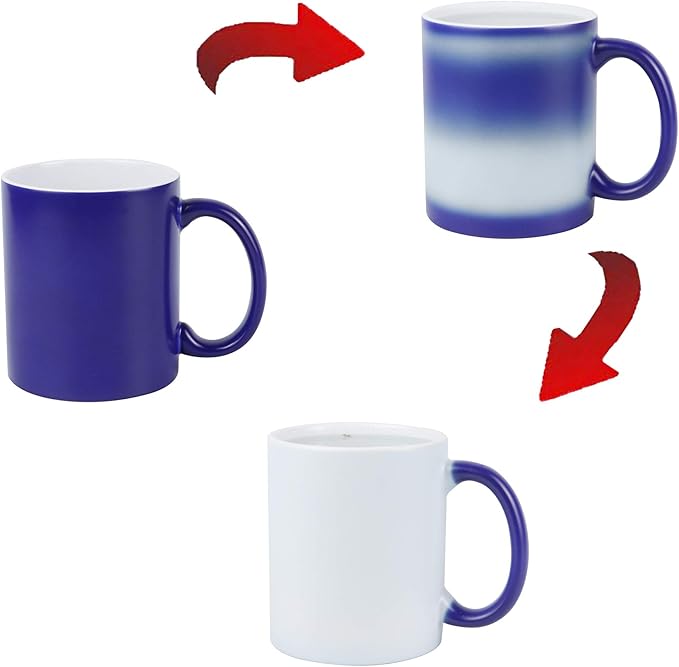 11oz Color Changeable Sublimation Mug 3 Assorted Colors of Black, Blue and Red, Packed in White Box, Case of 12