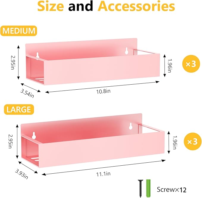Magnetic Spice Rack Organizer for Fridge Seasoning Organizer for Kitchen storage with Screw Magnetic Shelf for Refrigerator and Oven(6pack-Pink)