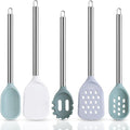 5-Piece Silicone Kitchen Utensil Set – Heat-Resistant, BPA-Free Cooking Tools with Stainless Steel Handles – Nonstick Safe Turner, Spoons, Pasta Server & Spatula – Dishwasher Safe