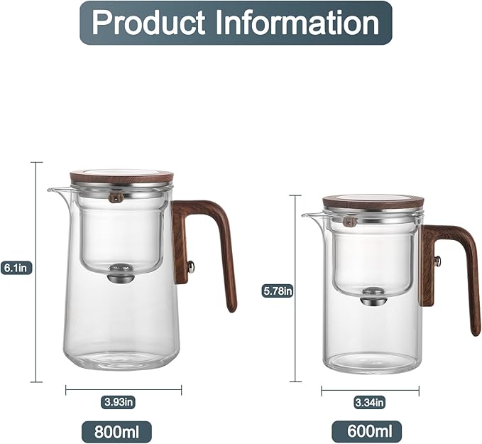 Enchanti Tea Pot, Witchcraft Magical Enchanted Glass Teapot with Strainer, 800ml Magnetic Filtration Pot with Handle, for Home, Gifting, Outdoor and Office