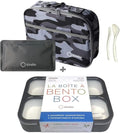 kinsho Bento Box with Insulated Lunch Bag and Ice Pack. Lunch Container with 3 Divided Leak-Resistant Compartments Perfect for Work or School, Adults Boys Kids, Black with Camo Bag