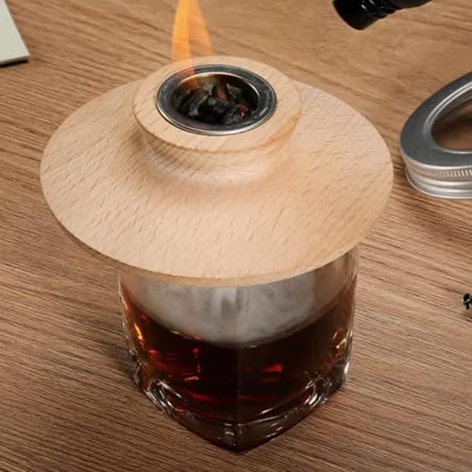 Cocktail Smoker Mixology Bartender Kit, Whiskey Smoker Kit for Old Fashioned & Bourbon Drinks, Drink Smoker Infuser Set with Torch and Wood Chips Gifts for Men (Without Butane) (with Wood Chips)