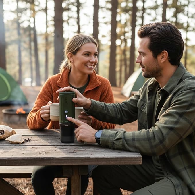CERA+ Portable Espresso Machine 5-8 Cups per Charge, Self-Heating 20 Bar， NS Pods & Ground Coffee, CERApresso Electric Travel Coffee Maker for Outing, Working, Camping