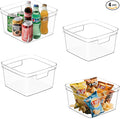 MOONEDGE 4-Pack Clear Plastic Storage Bins — Open-Top PET Organizers, 10" x 10" x 6" Storage Containers Ideal for Pantry, Fridge, Shelf and Counter Organization, Small Storage Bins for Home