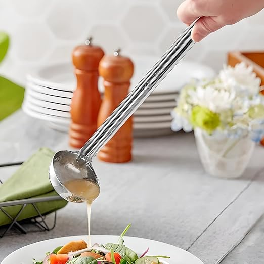 OCS Parts Pro Series Stainless Steel Culinary Ladle | 2-Ounce | One-Piece Dishwasher Safe Home, Restaurant, Buffet and Catering Serving Ladle for Sauces, Soup, Gravy, and Salad Dressing