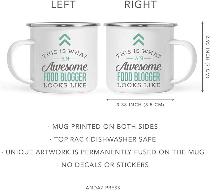 Andaz Press 11oz. Stainless Steel Campfire Coffee Mug Gift, This is What an Awesome Food Blogger Looks Like, 1-Pack, Birthday Gift Ideas Coworker Him Her, Includes Gift Box