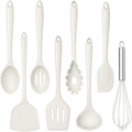 TeamFar 8 PCS Silicone Cooking Utensils - 446°F Heat Resistant Kitchen Silicon Utensils Set, Turner, Spatula, Spoon, Whisk, Kitchen Cooking Gadgets Tools for Nonstick Cookware, Dishwasher Safe-White