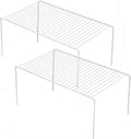 iPEGTOP Set of 2 Kitchen Cupboard Organiser Shelf, Small Size 10.6 x 5.1 Inch Freezer Cabinet Organization Storage Shelf Wire Rack, Steel Metal Shelves for Fridge Pantries Countertops Utensils -White