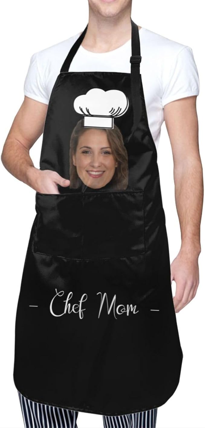 Custom Dog Face Apron for Men Women, Personalized Photo Bib Apron with Pockets, Customized Chef Aprons