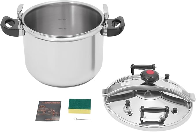 Stainless Steel Pressure Cooker 60kpa Large Pressure Canner Triple-Layer Composite Base Canning Pot with Resilient Beam & 2 Valves for Open Fire, Electric Stove, Induction Stove (40L/42.27Qt)