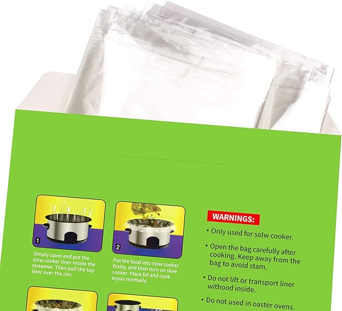 20 Count Disposable Slow Cooker Liners and Cooking Bags | Extra Large Size Fits 6-10QT Pot, 14"x 22" | Suitable for Oval & Round Pot, BPA Free (1 Pack)
