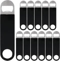 12 Packs Black Stainless Steel Flat Beer Openers, Speed Openers, Black