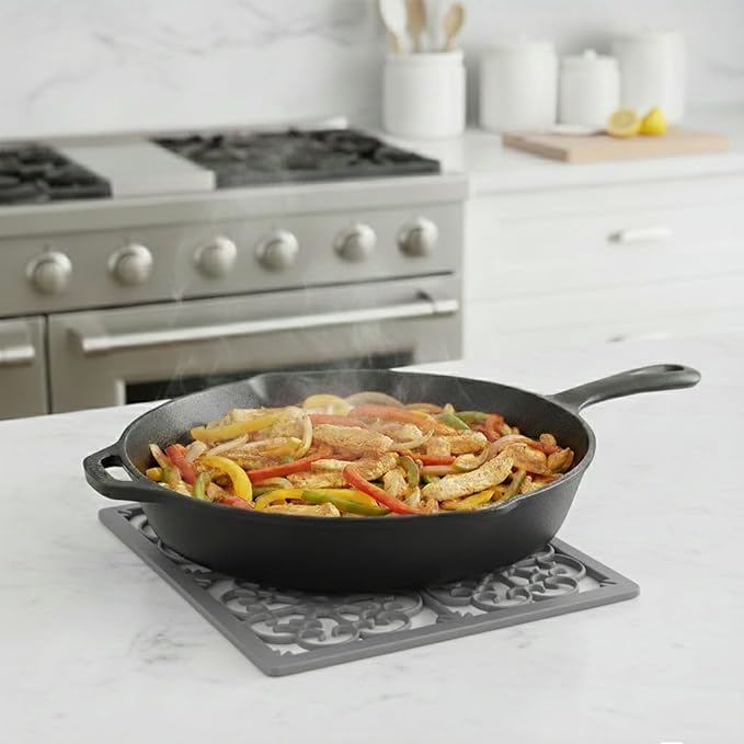 GASARÉ, Extra Large, Thick, Silicone Trivet for Hot Dishes, Pots, and Pans, Heat Resistant Mat for Countertop, Hot Pad for Kitchen, Easy to Clean, 12 x 10.9 x 3/8 Inches, Gray