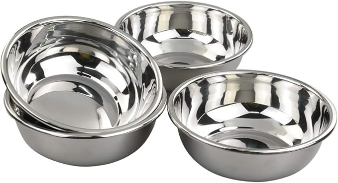 4 Packs Stainless Steel Mixing Bowls, Nesting Metal Bowls for Cooking and Serving (9.6"x3.5")